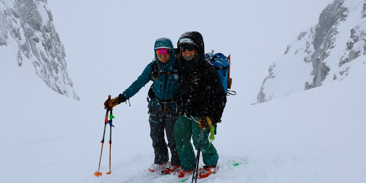 two people backcountry skiing in Utah