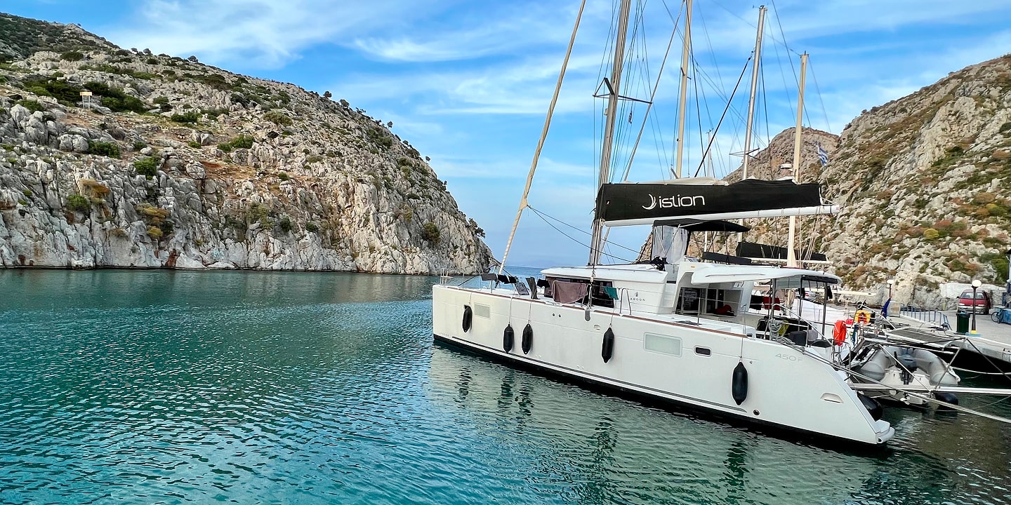 catamaran in the waters of Kalymnos