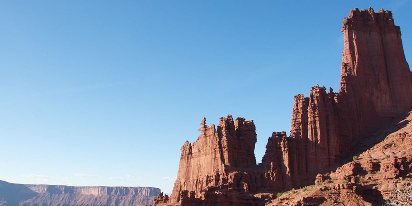 The popular rock climbing destination called ancient art fisher towers