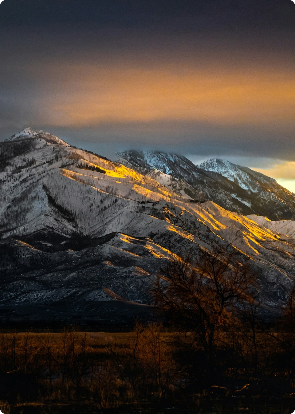 Snow capped peaks outside of salt lake city