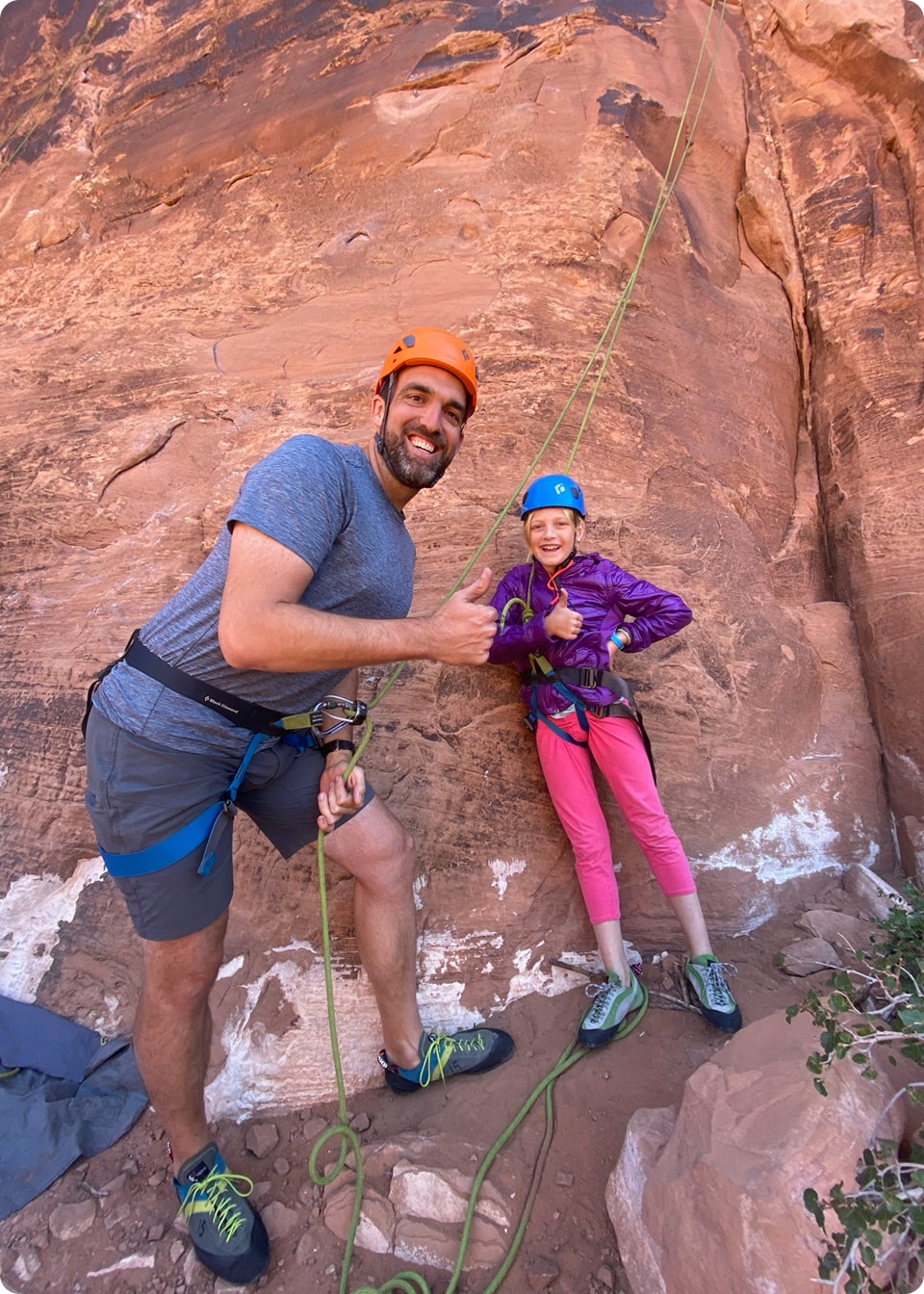family rock climbing in Moab
