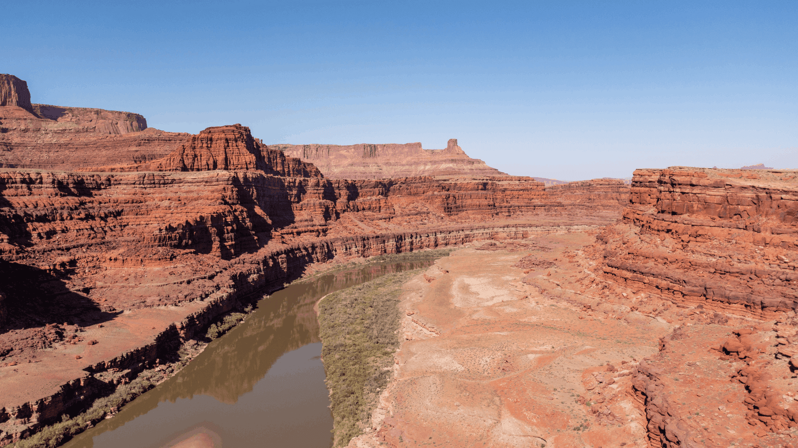 view of the stretch of the colorado river that flows near moab, utah