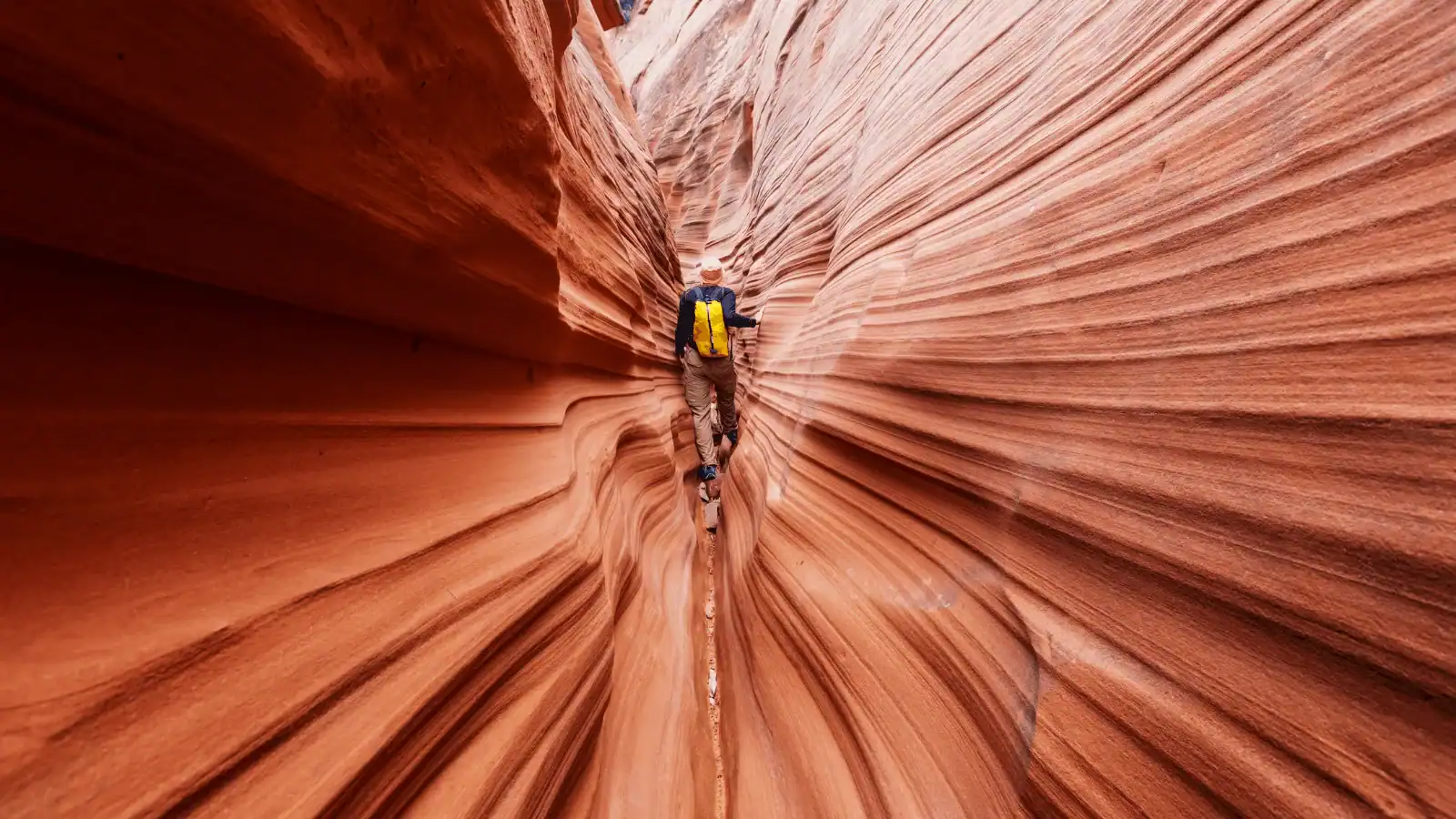 canyoneering in a slot canyon in the Grand Staircase-Escalante region of utah