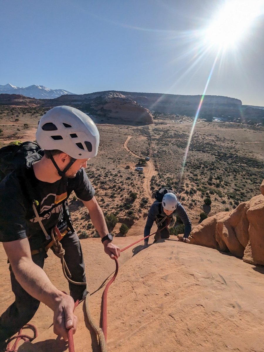 two people on a guided climb of looking glass 