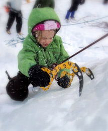 Young girl ice climbing - Guided ice climbing in Utah